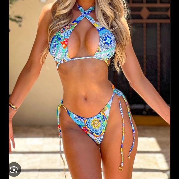 Luli Fama Other - Luli Fama Amalfi Wavy Ruched Back Brazilian Tie Bottom